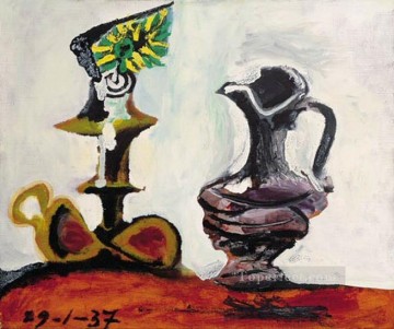Naturaleza muerta con vela l 1937 Pablo Picasso Pinturas al óleo
